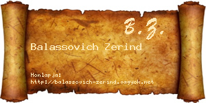 Balassovich Zerind névjegykártya